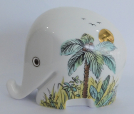 Spardose Porzellanfigur Elefant Höchst Design Colani Dekor Palmen