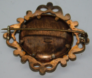 Jugendstil Brosche Schaumgold Fotobrosche rotgoldfarben Ø2,3cm #b (N)