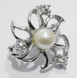 Perlenkettenkürzer Kettenverkürzer Silber 925 Blüte Kunstperle helle Steine Ø1,5
