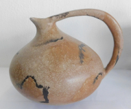 Keramik Vase Henkelvase Ruscha 313 Tschörner braun-grau-schwarz Lava 15,5cm #b