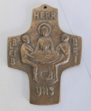 Kleines Bronze Kreuz Herr bleib bei uns 9,5x7,2cm