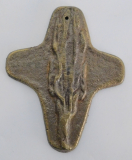 Kleines Bronze Kreuz mit Art Flamme 8,4x6,8cm