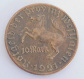Alte Münze Notgeld Provinz Westfalen 1921 10 Mark Minister vom Stein Ø3,8cm