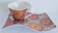 Villeroy & Boch New Wave Batik Kaffeetasse Frühstückstasse Ø9,7cm + Partyplate