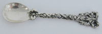 Miniaturlöffel Salzlöffel floral verschnörkelt Schleife Silber 800 4,1g 5,7cm