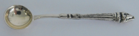 Miniaturlöffel Salzlöffel runde Laffe leicht vergoldet Silber 800 4,2g 6,4cm