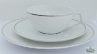 3tlg. Teegedeck Rosenthal TAC Gropius weiß mit Platinrand Teetasse Untere Teller