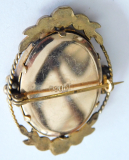 Alte Jugendstil Brosche Fotobrosche Double oval 4x2,8cm #f
