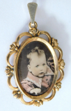 Alter Jugendstil Anhänger Fotoanhänger Double oval 3,7x3cm