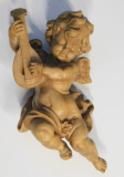 Wandengel Holzfigur Engel mit Laute Holzschnitzerei Dorf Tirol 14cm