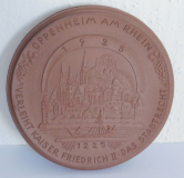 Medaille Plakette Oppenheim Siegel Stadtrecht Meissen Böttger Porzellan Ø6,5cm