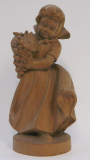 Holzfigur Mädchen mit Weintrauben detailliert geschnitzt 16,5cm Weinlese Winzer