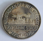 Silbermedaille Neustadt Weinstraße 1975 Weinkönigin Silber 1000 26g Ø4cm (N)