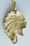 Original Pierre Lang Anhänger Brosche Indianerkopf farbige Steine 7,8x5,3cm