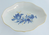 Kleine Schale Schälchen Meissen Aquatinta Blumen gold I. Wahl oval 12x9cm