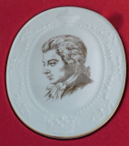 Wandbild Plakette Meissen Wolfgang Amadeus Mozart I. Wahl 16,7x14,3cm