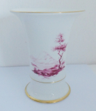 Trichtervase Höchst handbemalt Landschaft Camaieu purpur I. Wahl Vase 14,5cm