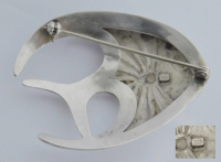 Brosche Fisch Skalar ? Silber 925 Hammerschlag 5x3,7cm 10,5g