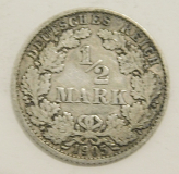 1/2 Mark Deutsches Reich 1905 D Silber 900 2,7g Ø2cm