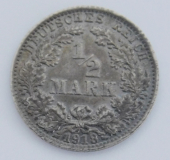 1/2 Mark Deutsches Reich 1918 A Silber 900 2,7g  Ø2cm
