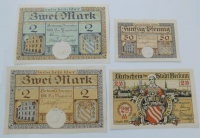 Altes Notgeld Beckum 2x 2 Mark + 50 Pfennig 1918 + 2 Mark 1920