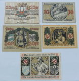 Altes Notgeld Lindenberg Allgäu 25 Pfennig +2x 10 Pfennig +2x 50 Pfennig 1917 18