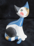 Kleine Katze blau-schwarz Goebel Rosina Wachtmeister sitzend 7,5cm