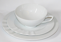 3tlg. Teegedeck Friesland Tide weiß Tasse UT Teller #1533