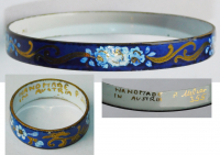 Emaille Armreif + Ring Design P. Melzer Muster im Jugendstil blau-gold Ø6,8 Gr57 (N)