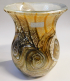 Kunstglas Vase Gozo gold-braun signiert 11cm