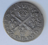 Uralte original Münze 5 Sols Frankreich 1704 Silber 1,5g Ø1,8cm
