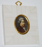 Miniaturbild Lupenmalerei Mozart 9x8cm signiert #494b