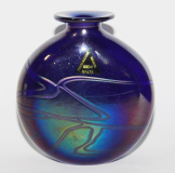 Vase Malta Phoenician blau irisierend signiert 12 cm #41