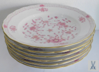 6 Suppenteller Meissen Indisch purpur reich I. Wahl Ø26,4cm