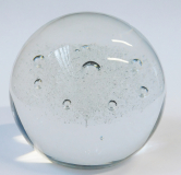 Briefbeschwerer paperweight Rosenthal Ø 7cm klar Luftbläschen + 7 große