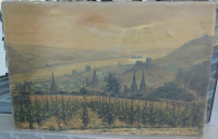 Ölgemälde Bingen Rhein Burg Klopp Hindenburgbrücke P Lippert 1922 -KEIN Versand-