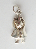 Kleiner Anhänger Bär Clown mit Hut Kleid 8 Silber 925 2,1g Kette Armband 1,7cm