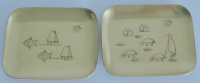 2 kleine Messing Schälchen Segelboote Fische Schafe wie Bunge 8,2x6,7cm