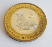Alte Wertmarke 5 Esel Thaler Zum lahmen Esel Frankfurt Niederursel Ø3cm