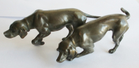 Kleine detaillierte Skulptur Figur 2 Jagdhunde Messing bronziert Bronze ? 9,5cm