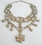 Prächtiges altes Vintage Collier Kette helle Steinchen Strass ?