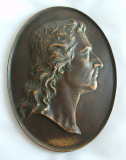 Ovales Bronze Relief Schiller plastisch 22,5x16,5cm