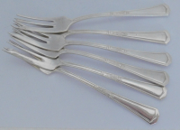 6 Art Deco Kuchengabeln Wellner Modell 84 Toccata versilbert 180 - 15,5cm