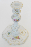 Prächtiger großer Kerzenleuchter Porzellan Ludwigsburg handbemalt Blumen 24cm