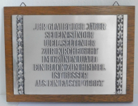 Altes Spruchbild Jagdspruch Jäger Gebet versilbert auf Holz 22,5x17cm