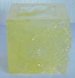 Glas Kerzenhalter Design Liuli Heavenly Splendor gelb signiert 7,4x7,4x7cm