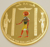 Gigant Medaille Sonnengott Ra Ägypten mit Steinchen 70mm