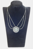 Collier 3reihig grüner Stein Erbskette Silber 900 HP Handarbeit 42cm Tracht