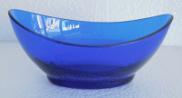 Blauer Glas Einsatz für Jugendstil Schale Silber versilbert 14x7,7cm