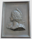 Jugendstil Bronze Relief Portrait Frau plastisch sign. GW 99 A. Lessiack Hamburg